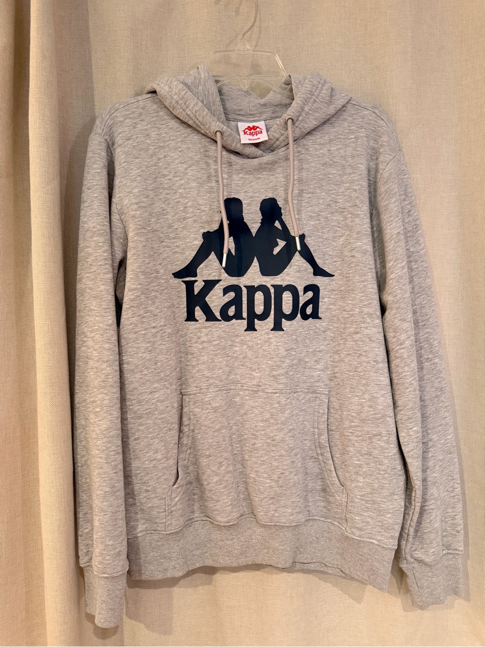 Kappa Men's Light Gray Crewneck Hoodie with Navy Logo